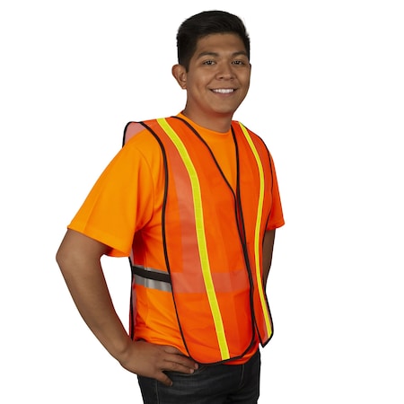 Cordova Safety Vest, Type O, Non-Rated, Hi-Vis Orange, 1-in. Reflective Tape V110L